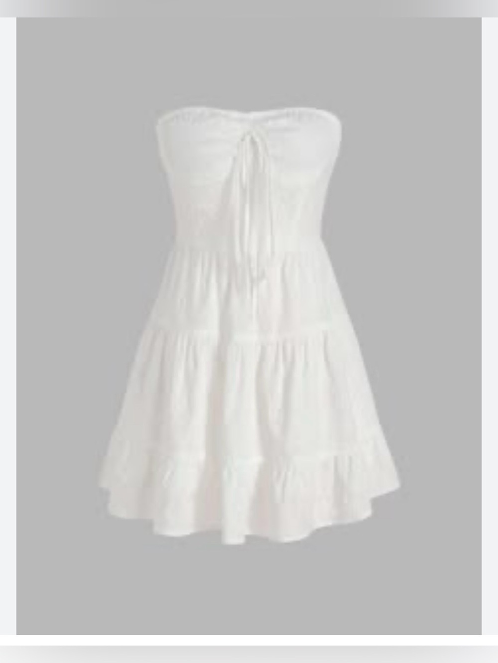 Cider Strapless White Tiered Tie-Front Sundress